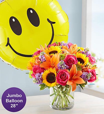 Floral Embrace™ with Jumbo Birthday Balloon